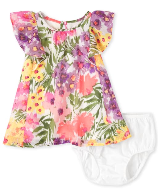 Baby Girls Floral Ruffle Dress