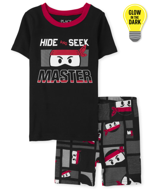 Pijama de algodón de ajuste ceñido Glow Ninja para niños