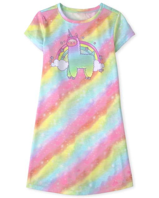 Girls Rainbow Llamacorn Nightgown
