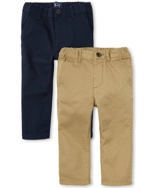 Baby And Toddler Boys Uniform Stretch Skinny Chino Pants 2-Pack