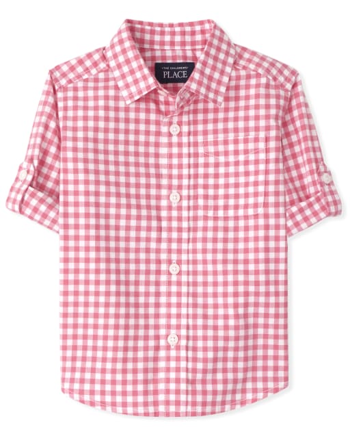Baby And Toddler Boys Gingham Poplin Button Up Shirt