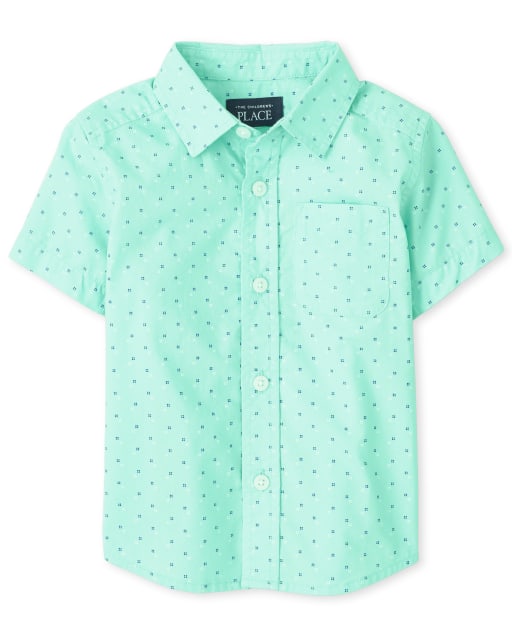 Baby And Toddler Boys Dot Poplin Button Up Shirt