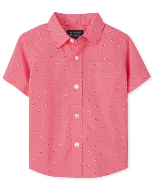 Baby And Toddler Boys Print Poplin Button Up Shirt