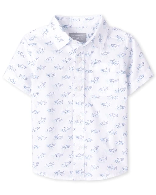 Baby And Toddler Boys Shark Poplin Button Up Shirt