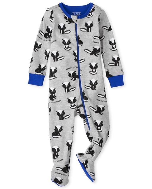 Pyjama une pièce en coton ajusté Skunk pour bébés et tout-petits garçons