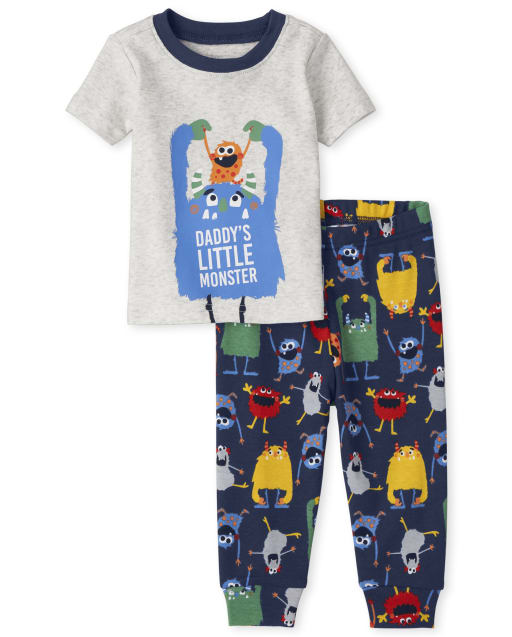 Pijama de algodón con ajuste ceñido Monster para bebés y niños pequeños