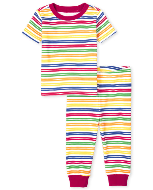 Pijama unisex de algodón a rayas para bebés y niños pequeños a juego con la familia
