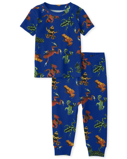 Pijama de algodón ajustado con rana para bebés y niños pequeños