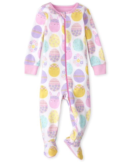 Baby And Toddler Girls Easter Bunny Snug Fit Cotton One Piece Pajamas