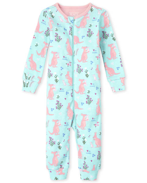 Baby And Toddler Girls Kangaroo Snug Fit Cotton One Piece Pajamas