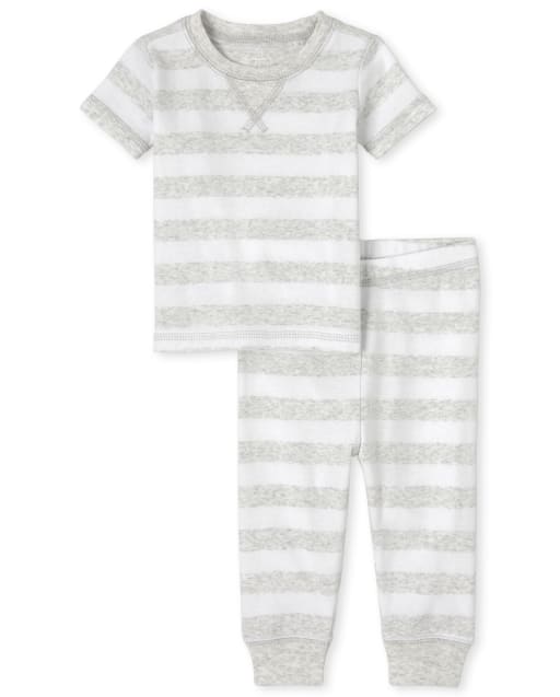 Pijama unisex de algodón a rayas para bebés y niños pequeños a juego con la familia
