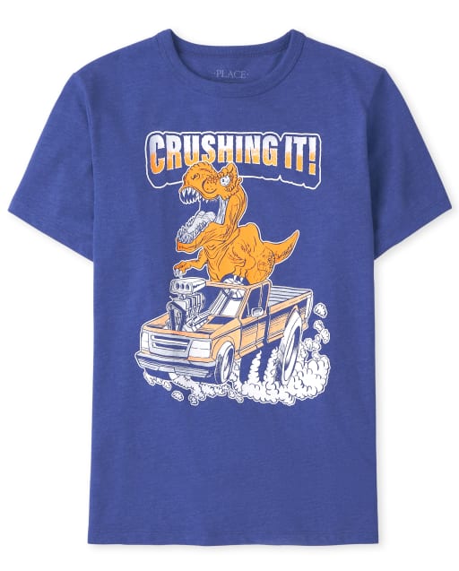 T-shirt graphique Crushing It Dino pour garçon