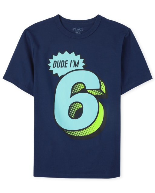 T-shirt graphique anniversaire 6 pour garçons