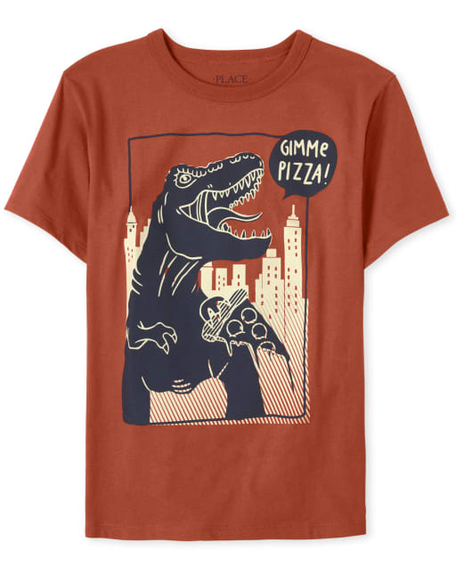 Boys Dino Pizza Graphic Tee