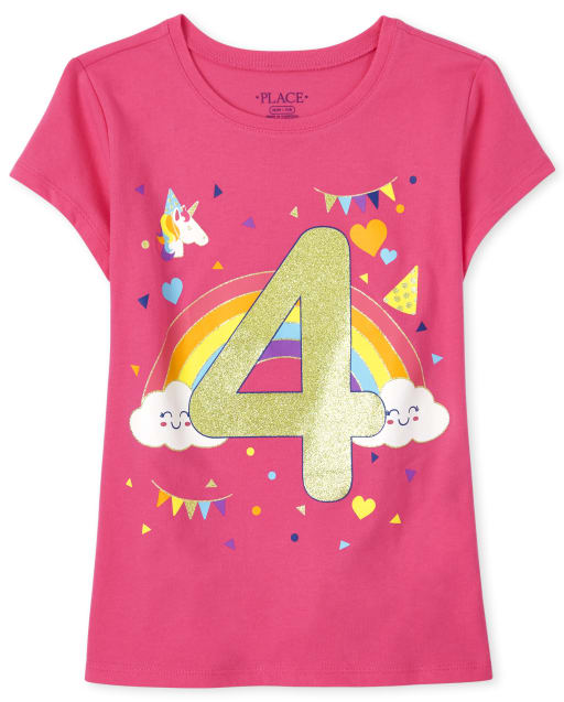 T-shirt graphique anniversaire 4 pour filles