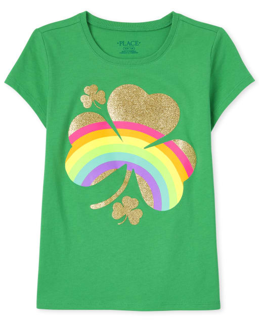 Camiseta con gráfico de trébol del día de San Patricio para niñas