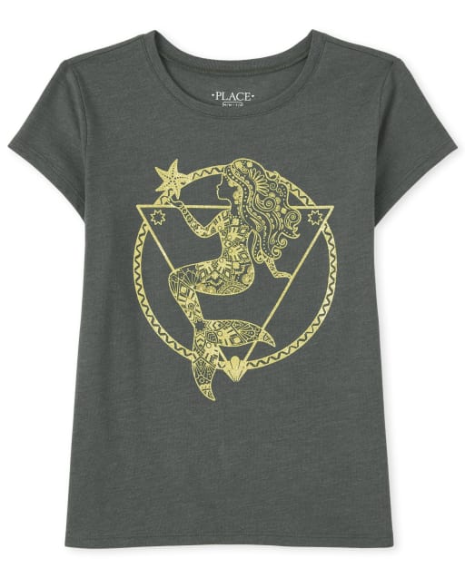 Camiseta con estampado de sirena para niñas