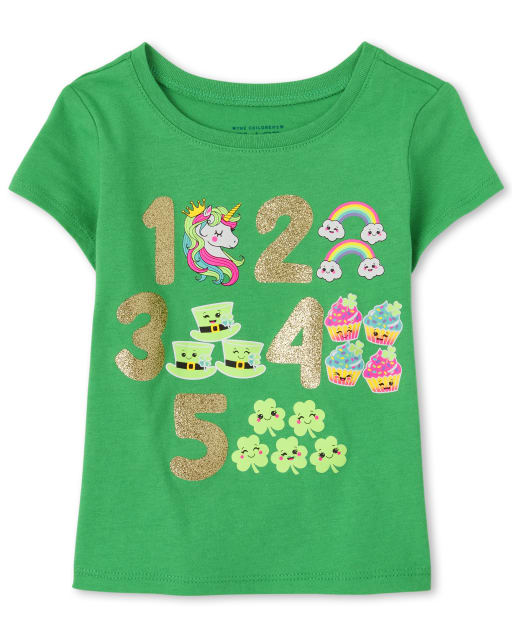 Baby And Toddler Girls St. Patrick's Day Numbers Graphic Tee