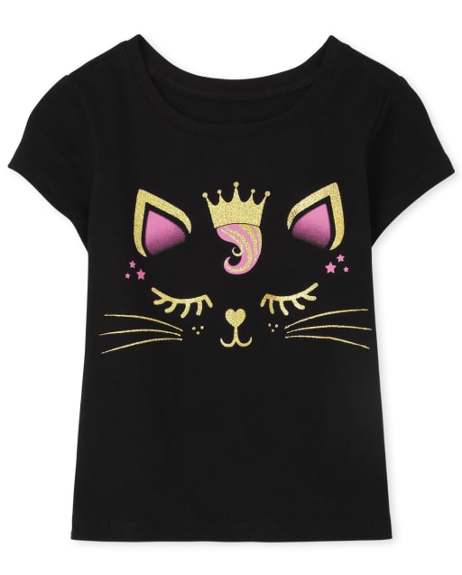 Baby And Toddler Girls Cat Graphic Tee
