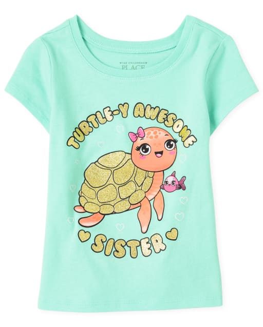 Baby And Toddler Girls Turtle Sister Graphic Tee