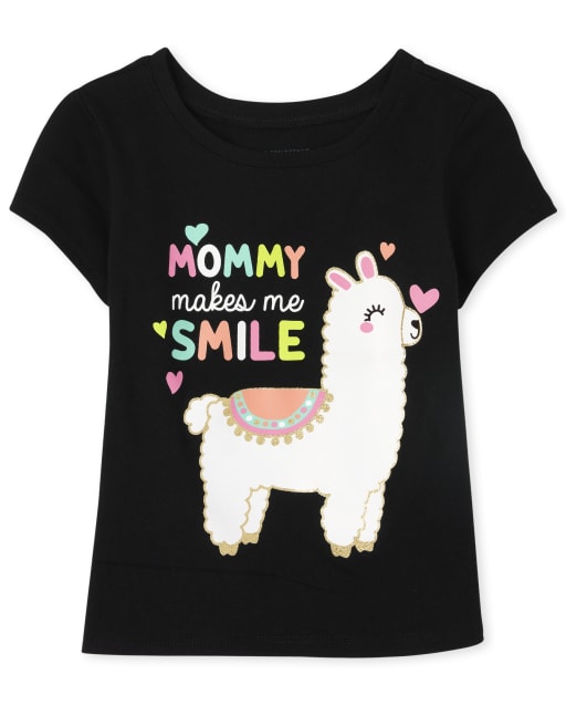 Baby And Toddler Girls Mommy Llama Graphic Tee