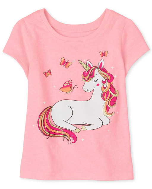 Camiseta con gráfico de unicornio para bebés y niñas pequeñas