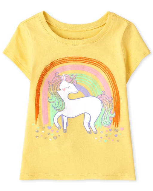 Baby And Toddler Girls Unicorn Rainbow Graphic Tee