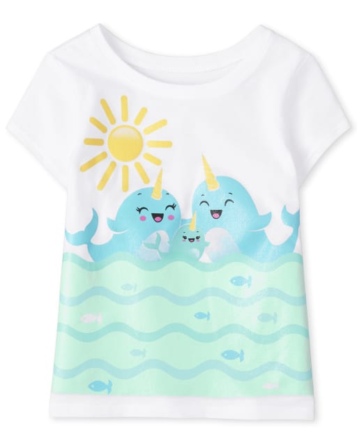 Camiseta con estampado de narval para bebés y niñas pequeñas