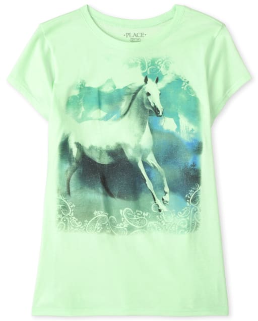 Camiseta con estampado de caballo para niñas