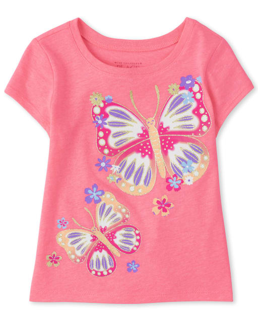 Camiseta con estampado de mariposas para bebés y niñas pequeñas