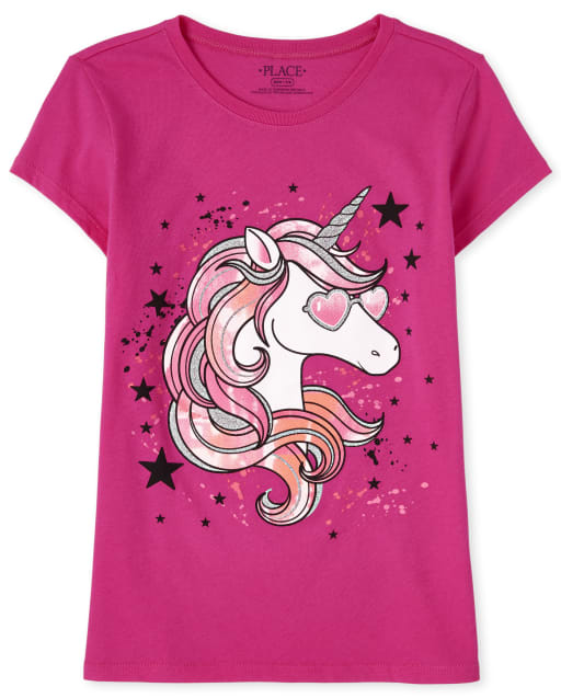 Camiseta con estampado de estrellas de unicornio para niñas