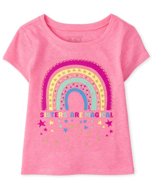 Baby And Toddler Girls Sisters Rainbow Graphic Tee