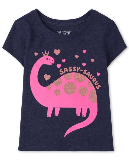 Baby And Toddler Girls Sassy Dino Graphic Tee