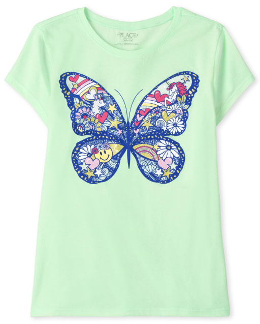 Camiseta con estampado de mariposas para niñas