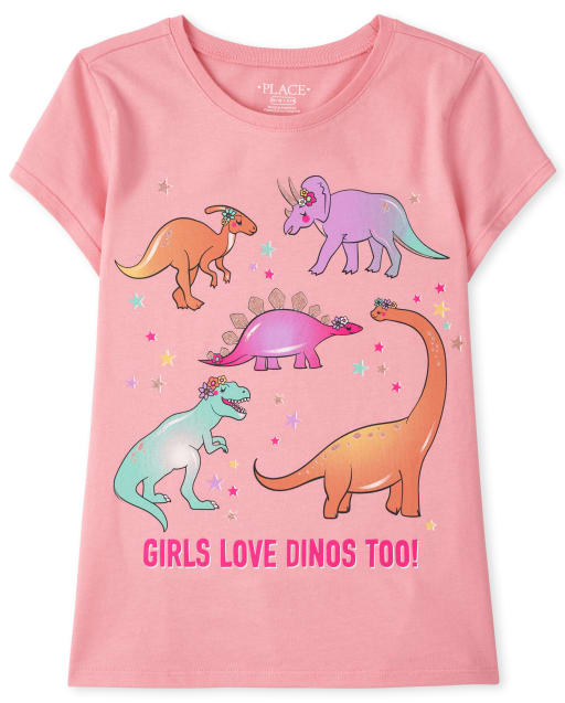 Camiseta con gráfico de dinosaurio para niñas