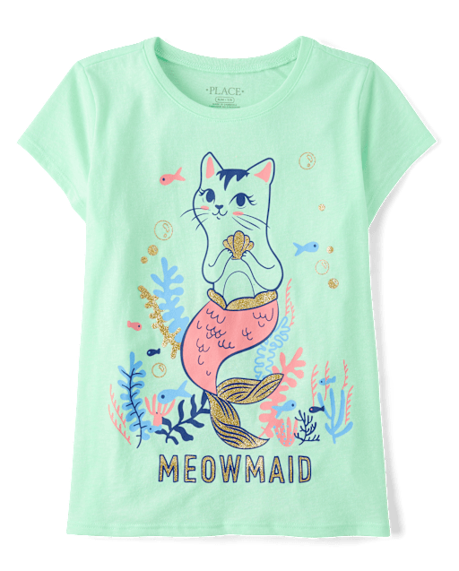 Girls Meowmaid Graphic Tee