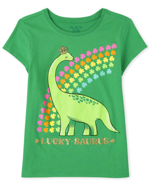 Girls St. Patrick's Day Dino Graphic Tee