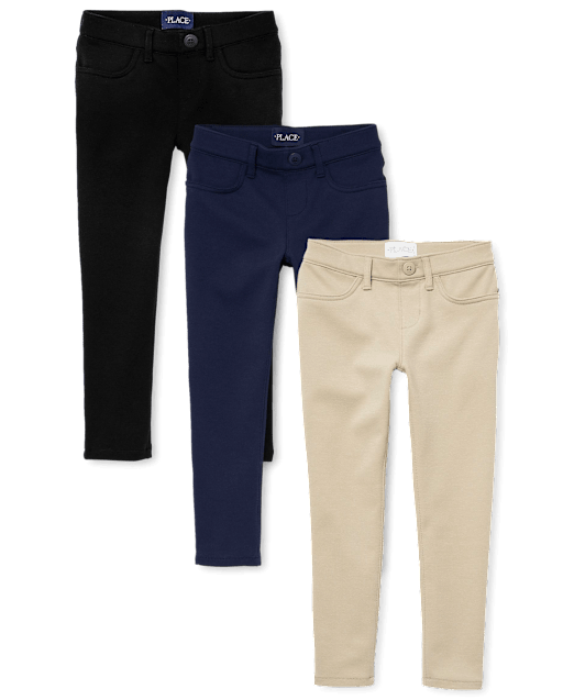Girls Uniform Ponte Knit Pull On Jeggings 3-Pack