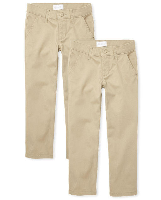 Girls Uniform Stretch Bootcut Chino Pants 2-Pack - Slim