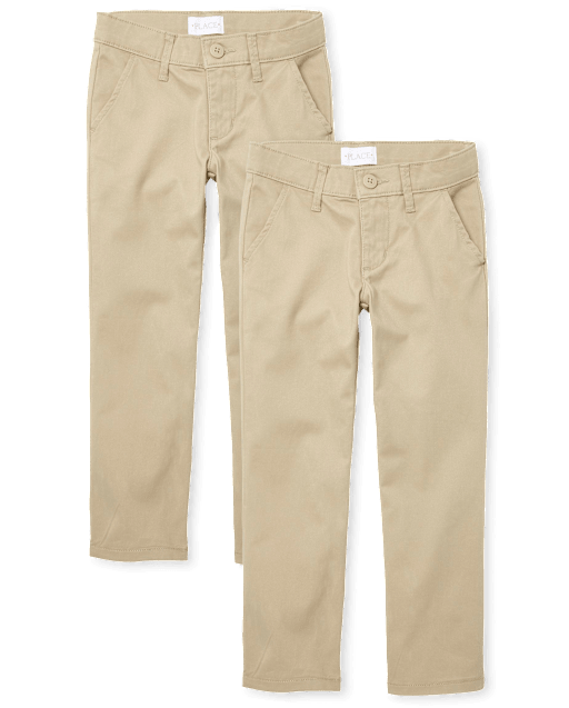 Girls Uniform Stretch Bootcut Chino Pants 2-Pack - Plus