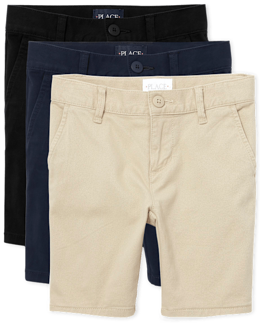 Lot de 3 shorts chino extensibles d'uniforme pour filles - Plus
