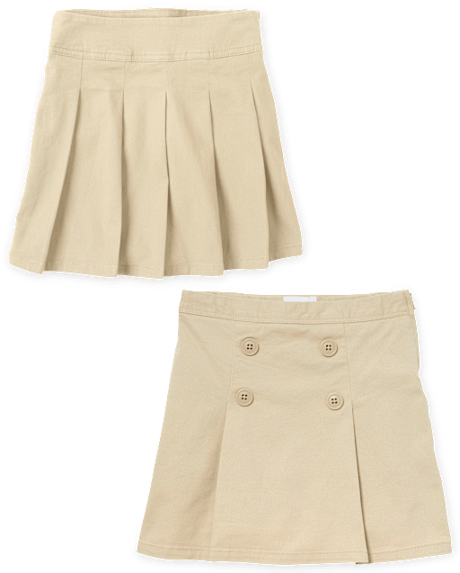 Girls Uniform Stretch Pleated Button Skort 2-Pack - Plus