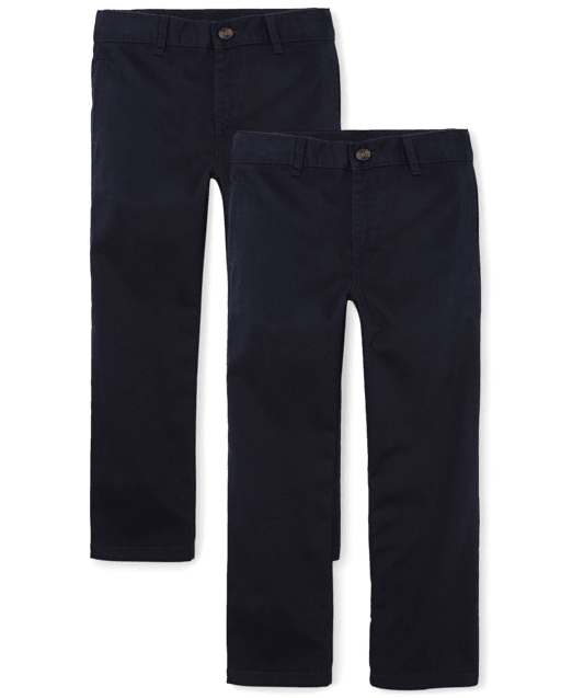 Lot de 2 pantalons chino droits uniformes extensibles pour garçons