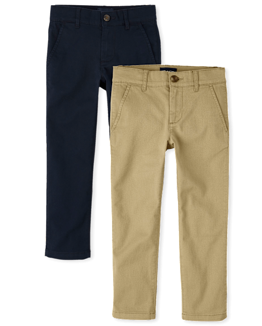 Boys Uniform Stretch Skinny Chino Pants 2-Pack