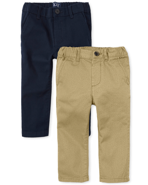 Baby And Toddler Boys Uniform Stretch Skinny Chino Pants 2-Pack