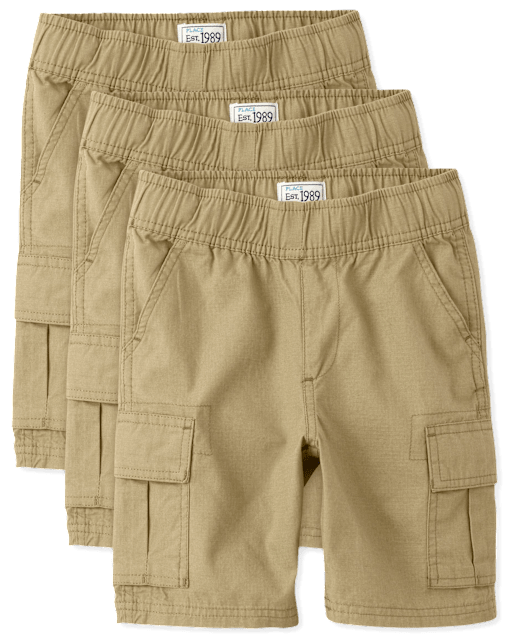 Boys Ripstop Pull On Cargo Shorts 3-Pack