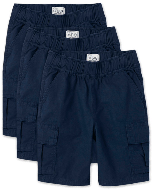 Boys Ripstop Pull On Cargo Shorts 3-Pack