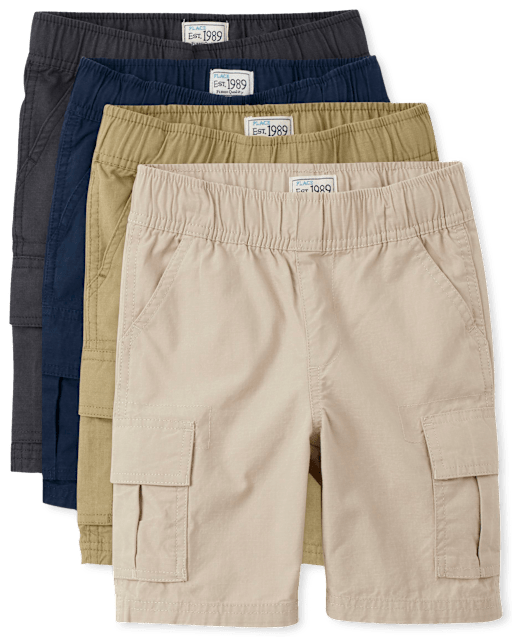 Pantalón corto cargo sin cierre para niño, paquete de 4