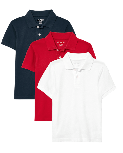 Polo de piqué uniforme para niños, paquete de 3