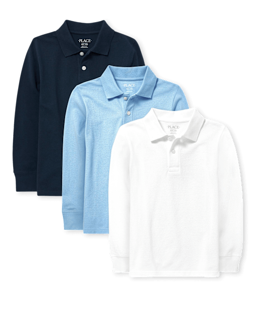 Polo de piqué uniforme para niños, paquete de 3